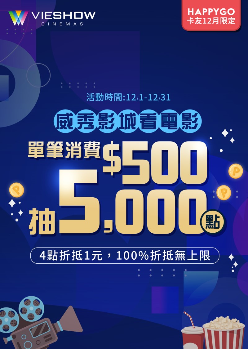 HAPPY GO歲末看電影．滿額再抽5,000點